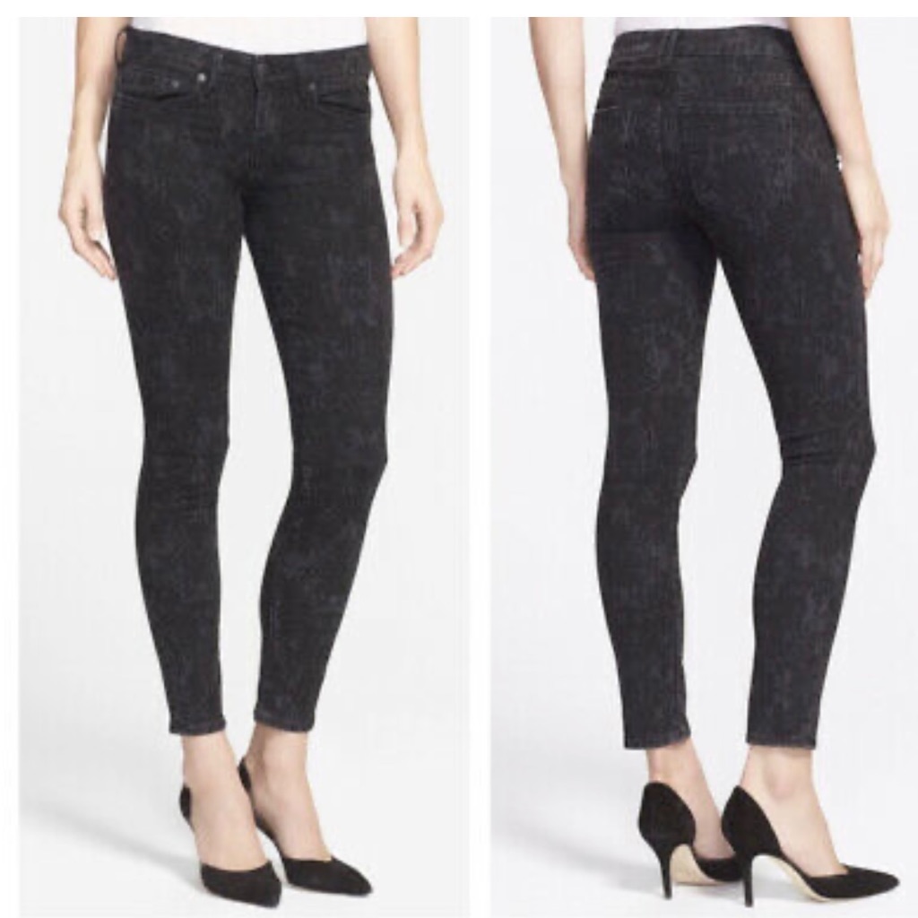 Vince Dylan Skinny Black Floral Ankle Jeans